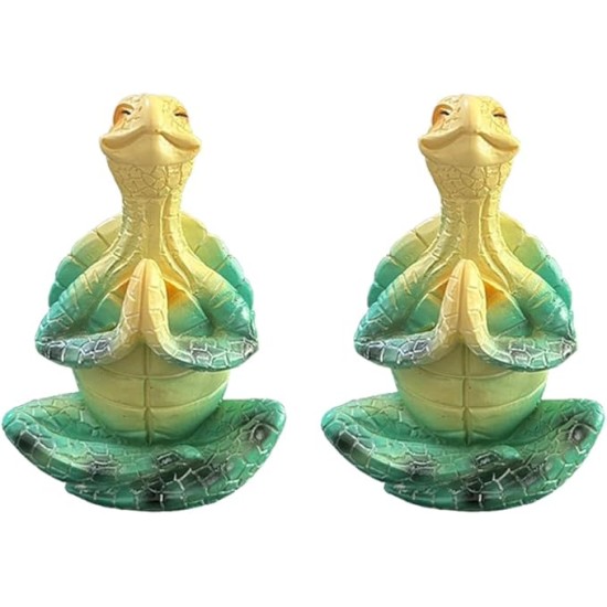2 Pack Yoga Tortoise Statue Meditation Yoga Tortoise Statue Garden Statue Decoration Meditation Turtle Sculpture Collection Crafts Zen Yoga Tortoise Home Office Desktop Ornament Decoration Gifts