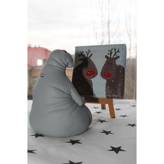 Plaster sculpture of piggy bank, waiting for the waiter to play